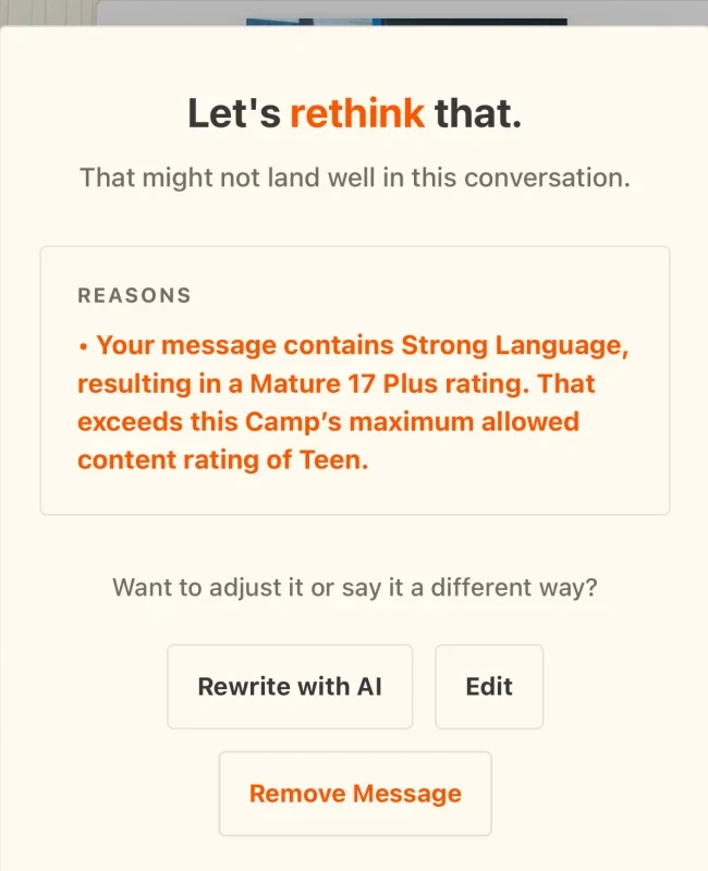 A human-readable governance intervention inside a conversation