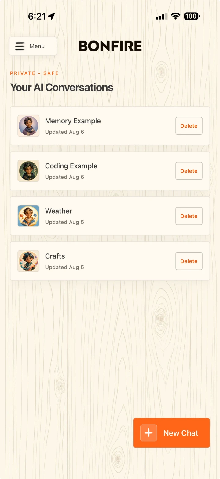 Bonfire private AI conversation library
